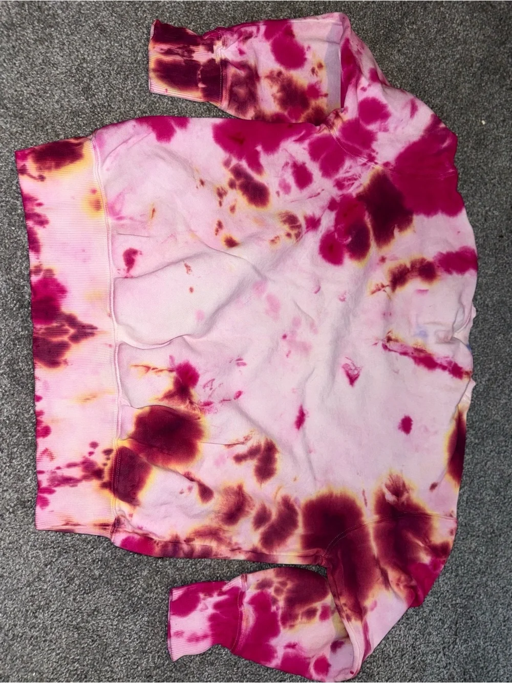 Women’s NIKE Handmade Tie Dye Hoodie Sweatshirt Pullover Pink & White Sz Small